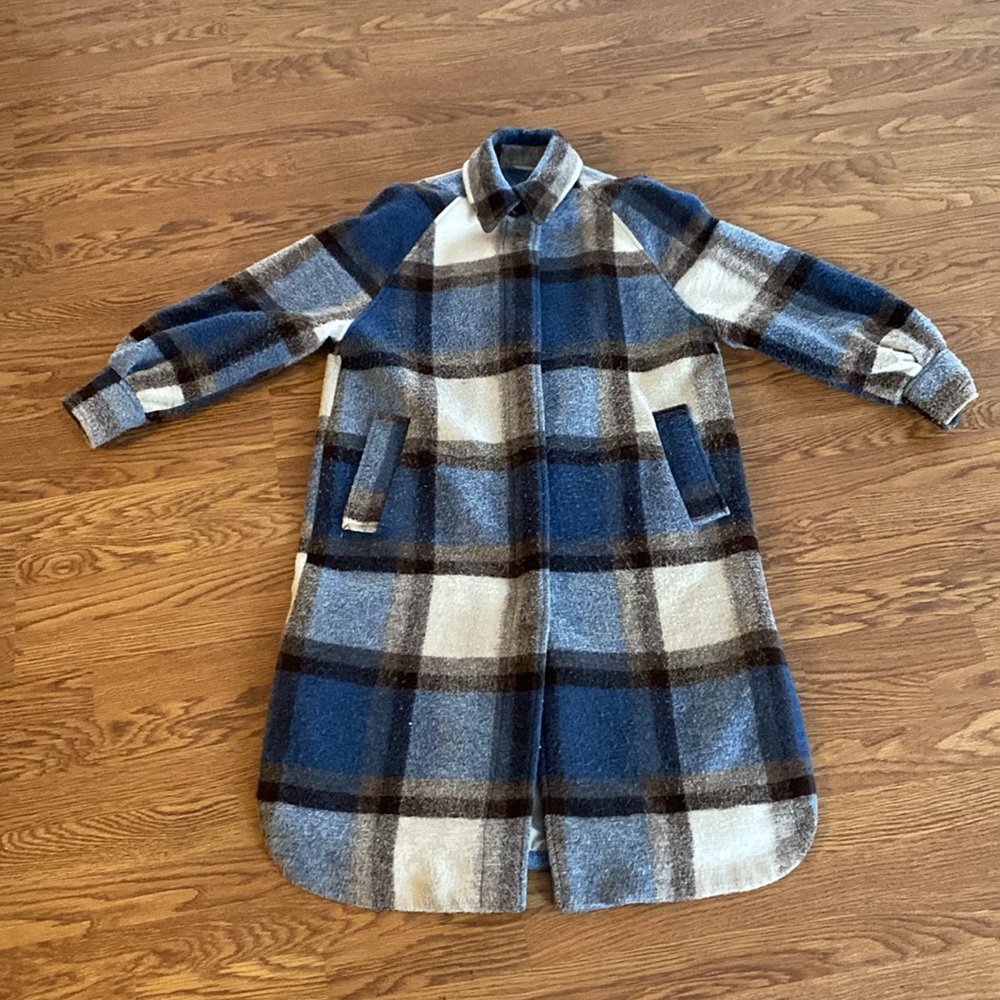 H & M long plaid oversized jacket